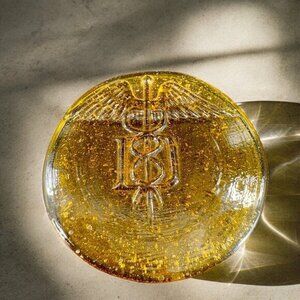 Vintage Hand Made Amber Medical Sign Decorative Plate Dish With Small Bubbles‎